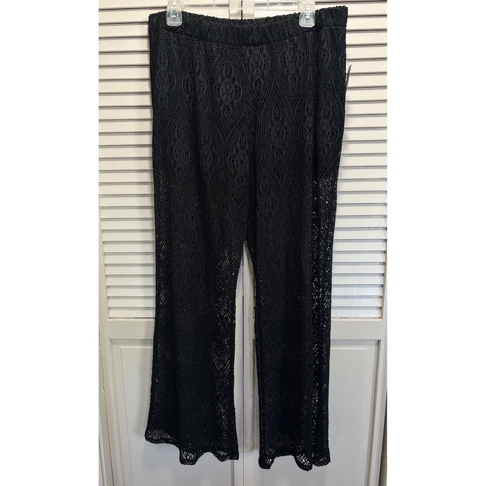 NOBO Lace Crochet Swim Cover Up Pants Size XL NWT Black Under Shorts Elastic